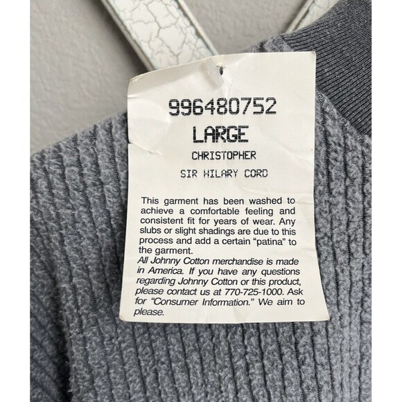 NWT! Vintage Johnny Cotton Christopher Sir Hilary Cord Men’s L L/S Shirt - Gray - Picture 3 of 10